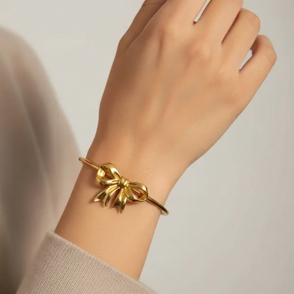 Gold_Plated_Brass_Bow_Bracelet_For_Women